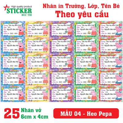 25 NHÃN VỞ IN TÊN HÌNH BÉ TRƯỜNG LỚP THEO YÊU CẦU.