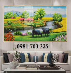 Tranh gạch cảnh làng quê đẹp