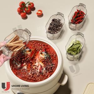 [Local Seller] Fully Transparent Clear Stackable Leakproof Airtight Food Container (Locking Handle) | Durable Snack/Spic