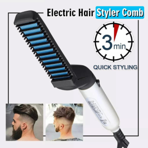 Hair Straightener Comb Multifunctional Hair Curler Heater Styler Comb for Men