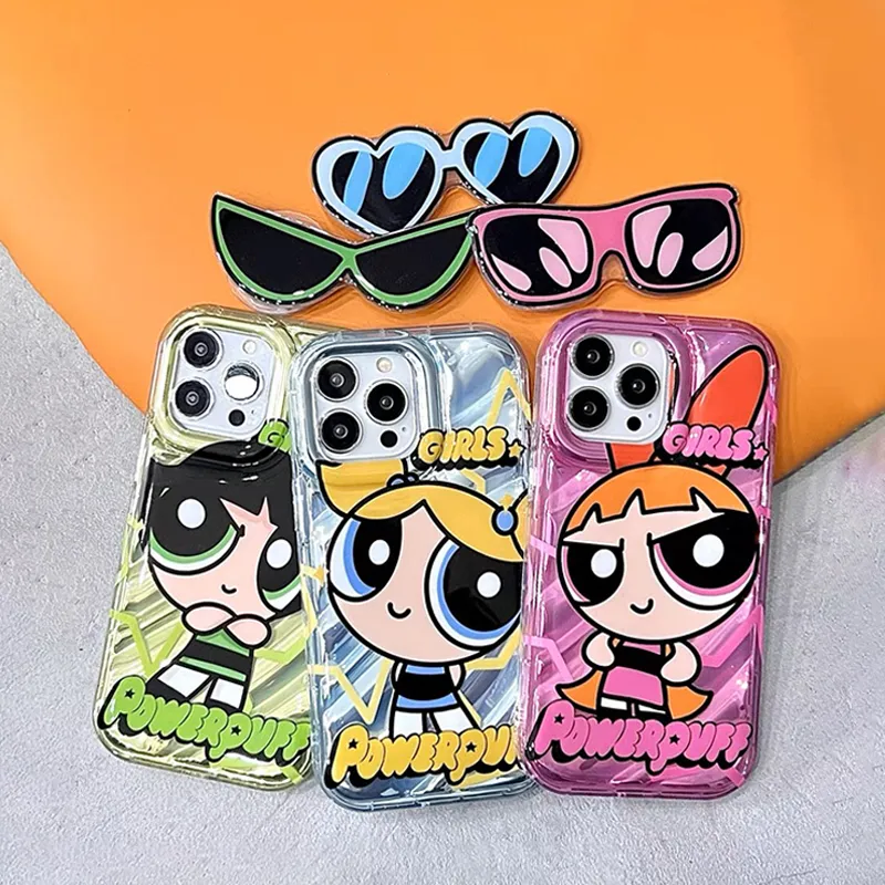 Funny Powerpuff Girls Sunglasses Holder Stand Phone Case Compatible for iPhone 14Plus 13 12 11 Pro Max Xr Xs Xsmax 7 8 Plus Back Cover TPU Shockproof Casing Lazada