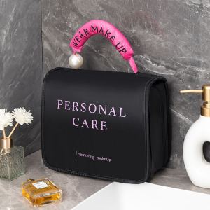 Folding Toiletry Bag High Temperature Resistance Dustproof Pearl Wash Bag Non-slip Adjustable Size