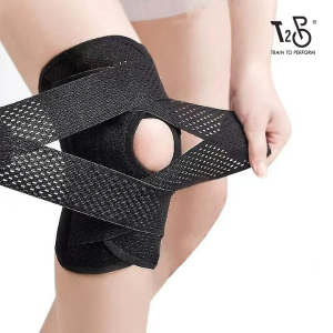 T2P Heavy-Duty Knee Support Sleeve | Dual Side Stabilizers & Patella Cushion for Weightlifting & Fitness