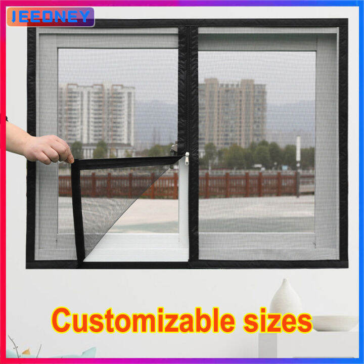 Indoor Window Screen Curtain with Zipper Anti Mosquito Fly Netting Door ...