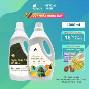 Nước giặt xả hữu cơ Bồ Hòn tinh dầu Bưởi ECOCARE 1 lít - Bền màu giữ dáng mềm vải an toàn cho bé