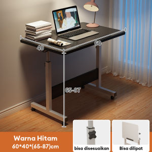 Meja Laptop Lipat Adjustable dengan Roda Meja Kerja Adjustable Meja Belajar Portable Serbaguna Belajar