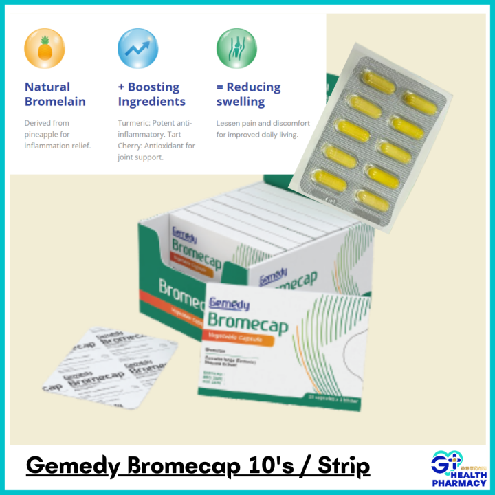 Gemedy Bromecap Vegecap 10's (For inflammation, swelling) Turmeric ...