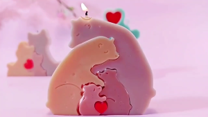 Silicone Animal Holding Heart Figurine Mold Easy to use Mould Plaster Mold for Handmade Lovers Home Decorations