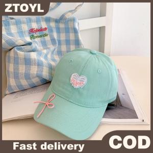 ZTOYL  หมวกเบสบอลปักรูปโบว์น่ารักสำหรับผู้หญิงสไตล์เกาหลีหมวกแก๊ปมีปลายแหลมหมวกกลางแจ้งผ้าฝ้ายเนื้อนุ่มหมวกกันแดด