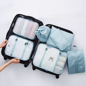 7 Pieces Packing Cubes Set Travel Luggage Packing Organizer Travel Pouch Compression Suitcase Bags/Rainbow Culture