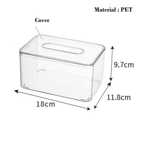 Tissue Storage Box Cover Holder Transparent Nordic PET Office Home Kotak Tisu Paper Transparent Bekas Remote 纸巾收纳盒透明