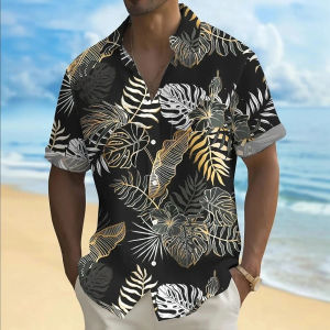 ZEEMIN Hawaiian Shirt For Men Palm Tree Print Summer Casual Lapel Short Sleeve Shirts Male Outdoor Travel Oversized Clothing