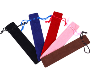 ซองใส่ปากกา ผ้ากำมะหยี่หนา แบบมีเชือกรูด ใส่ปากกาของขวัญ ขนาด 17.5*3.3 ซม. พร้อมส่ง