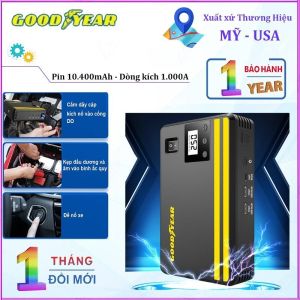 Bộ kích nổ kiêm bơm lốp ô tô và sạc dự phòng Goodyear  cao cấp GY-5296 dung lượng pin 10400mAh  - Bảo hành chính hãng 12 tháng