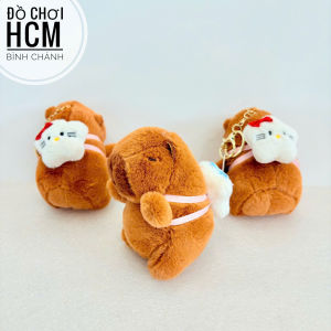 [HÌNH CLIP THẬT] Đồ chơi Móc khoá Gấu bông Chuột lang Capybara đeo Balo Kitty Phụ kiện đeo Balo Túi xách Nhồi bông 08