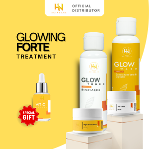 HN SKINCARE APOTEKER PAKET GLOWING FORTE (GLOW WASH + GLOW TONER + DAY CREAM + GLOWING CREAM) + GRATIS SERUM VIT C