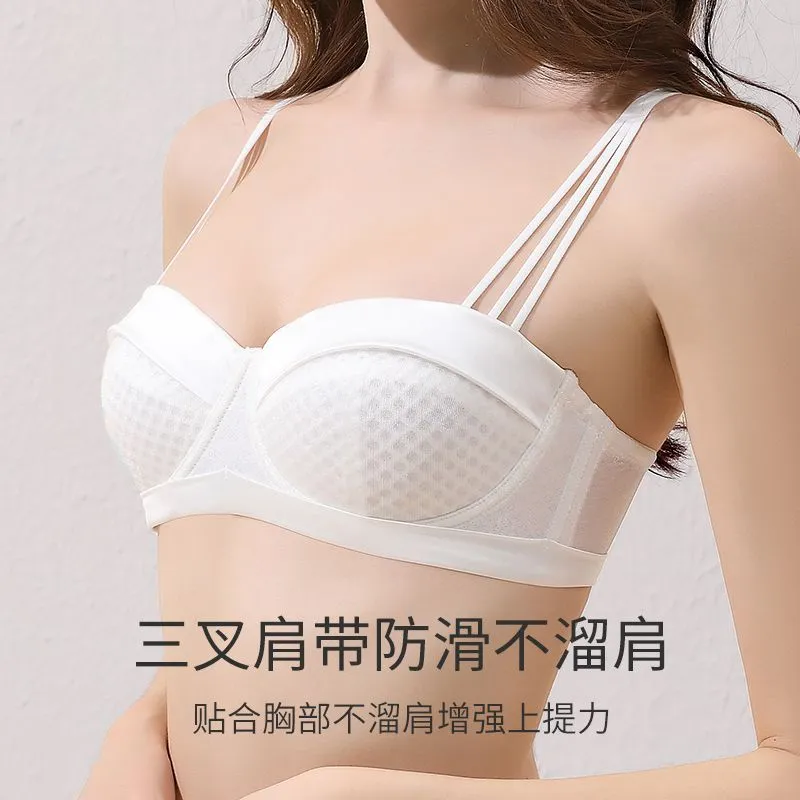 Lingerie women ultra-thin 70D-95BCD half cup large breasts show small  honeycomb cup soft steel ring gathering collection side breast anti-sagging  plus size br