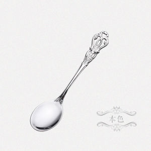 Crown hollow relief stainless steel dessert spoon three toothed fork mixing spoon set European carved tableware gift retro spoon