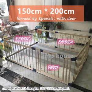 [SG] Jolly Baby Smart Wooden Playpen with Door 150*200cm Wood Play Fence Playyard For Kids Toddlers