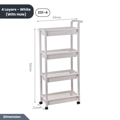 Easyhome.sg Slim Wheel Rack | Narrow Gap Shelf Organizer with Wheels | Kitchen Bathroom Laundry Useful Rack