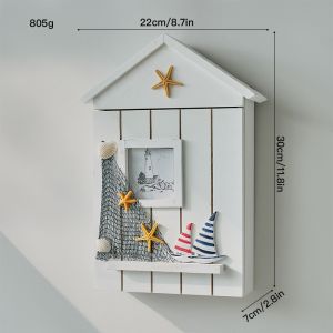 Ocean key box cabinet wall hanging sailboat fishing net key house storage box creative decoration
