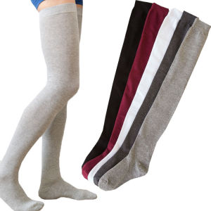 Yingbao Ready Stock 1 pair Long Socks Woman Cotton Thigh High Long Winter Thick Socks Over Knee length 80cm Leg Warmers high tube socks autumn women socks Plain Color White Balck Maroon Green Gift