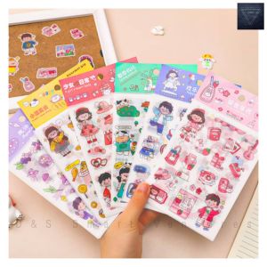🇲🇾 D&S Cartoon Girl Sticker DIY Hand Account Sticker Water cup sticker 卡通女孩贴纸 DIY手账贴纸水杯贴纸