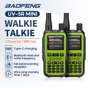 Baofeng 5R Mini 5W/2W 999ch Portable Walkie Talkie VHF/UHF Type-C Fast Charging Handheld Radio 2 Way Transceiver