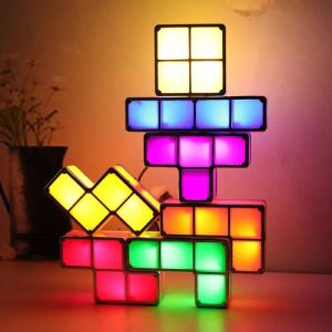 Creative LED Night Light DIY Tetris Puzzle Light Stackable Constructible Block Desk Lamp 7 Colors Novelty Toy Children s Creative Gift