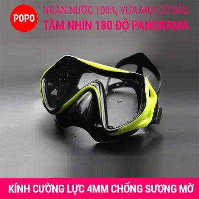 Mặt nạ lặn 1526 mắt KÍNH CƯỜNG LỰC góc nhìn 180 độ an toàn chống va đạp POPO Collection