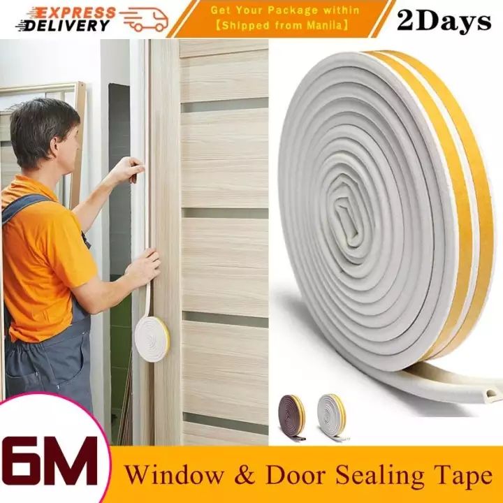 6M Self Adhesive Type D Doors Window Soundproof Seal Strip Rubber Foam ...