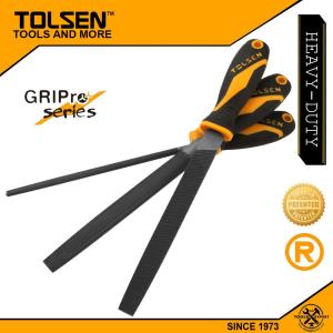Tolsen 3Pcs Carbon Steel File Set (200mm 8") TPR Handle 32033