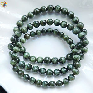 Collection Grade Natural Cat Eyes Green Actinolite Green Rutilated Bracelet