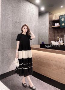 Váy bầu cotton dáng suông cao cấp thiết kế sang chảnh siêu đẹp