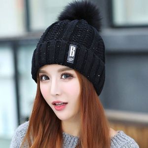 หมวก beanie ไหมพรมกันหนาว พร้อมผ้าพันคอกันหนาวบุขนนุ่ม แฟชั่น ชาย-หญิง 05-A2