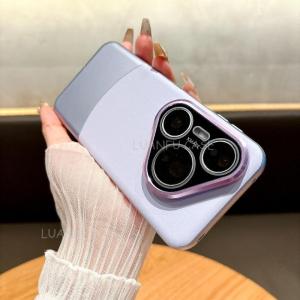 Casing for Huawei Pura 80 Pro / Pura 70 Pro Official Vegan Leather Case Metal Camera Ring Explosion-Proof Glass Lens Protector Shockproof Flexible Frame Anti-Fingerprint Anti-Slip