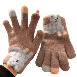 DGFDF Korean Style Warm Knitted Gloves Cartoon Touch-screen Full Finger Mittens Fashion Comfortable Riding Protective Mittens Outdoor
