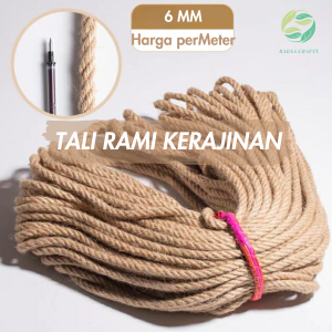 Tali rami 6mm Tali goni / Garukan Kucing / Tali kerajinan tangan / Tali Tambang/ Tali DIY Organik Alami / Tali Serat goni / Tali Agel / Tali Purun Pandan Tali Serat Nanas