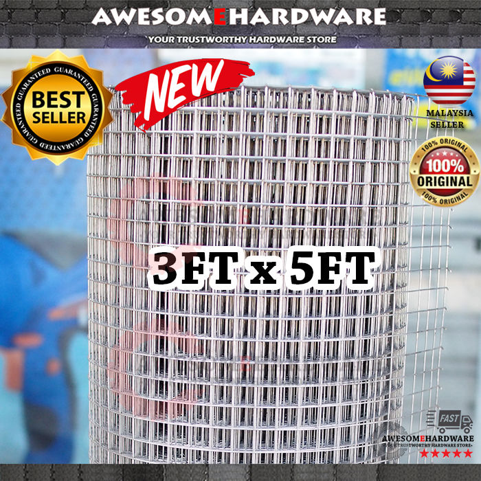 (3FT X 5FT) 1/2" SUS304 STAINLESS STEEL THICK WIRE MESH NETTING FOR BARBEQUE BBQ (1.0MM) Lazada