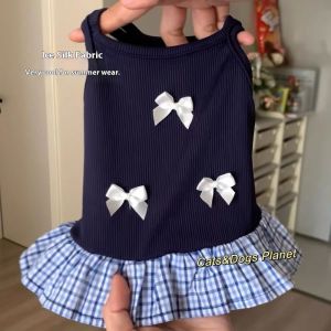 Beierwa váy áo vét thắt nơ mùa hè mỏng thoáng khí váy cho mèo dễ thương cho mèo con