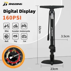 Bike Floor Pump Ergonomic T-handle 160 High-pressure Digital Display Accurate Pressure Gauge Effortless Operation Multi-unit Switch (PSI/BAR/KPA) Bike Pump