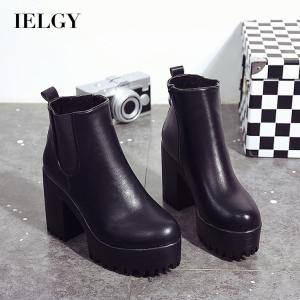 IELGY ผู้หญิงรอบนิ้วเท้าแพลตฟอร์มส้นสูง10เซนติเมตรมาร์ตินรองเท้าข้อเท้า