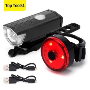 Bike Tail Light & Headlight Cycling Tail Lamp Waterproof Bicycle Safe Light Rechargeable LED Riding Warning Light 3 Modes for Outdoor Cycling