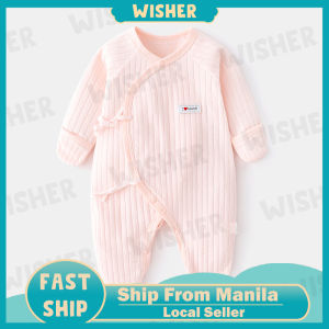 2Pc Newborn Baby Anti-Scratching Wrap Feet Clothes Infant Soft Cotton Romper Jumpsuit Sleepwear Newborn 0-6M