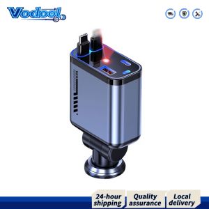【Fast delivery】 Smart 4-in-1 Car Charger with Retractable Design and Multiple Charging Ports for Android and iOS Devices