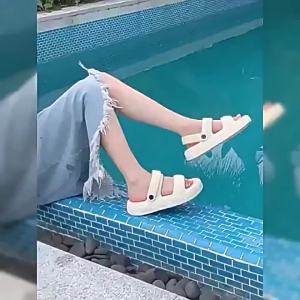[Free Shipping] Eva Thick-Soled Double-Strap Sandals For Women Fashionable And Versatile For Summer Outdoor Wear Non-Slip Beach Dual-Use Sandals For Women
