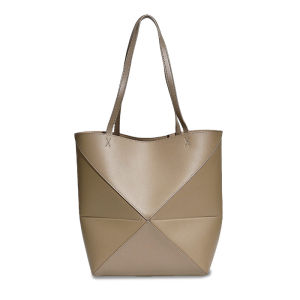 New Puzzle Geometric Folded Tote Bag Luxury Genuine Leather Large Capacity Versatile Shoulder Bag