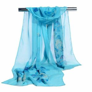 OWINGSHOP89OP5  Lady Fashion Butterfly Flower Print Shawl Silk Long Chiffon Scarf