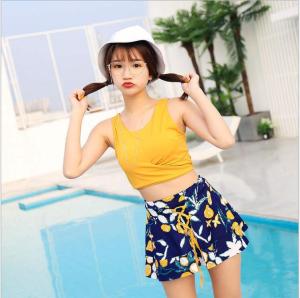 Luoke Swimsuit Free Shopping Two ways 3psc to wear red and yellow split skirt pants swimwear ins swimming suit women In stock