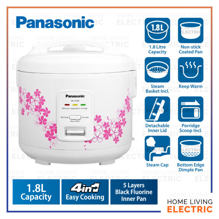 Panasonic 1.8L Electric Rice Cooker with Steam Basket Non Stick Pan SR